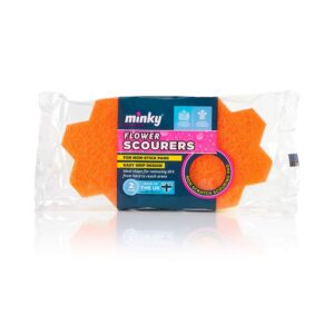 MINKY 2 Non-Scratch Flower Scourers - Anti-Bacterial & Anti-Grease