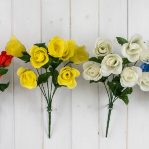 Mixed Color Artificial Rose Bud Bouquet