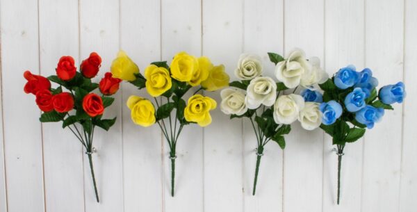 Mixed Color Artificial Rose Bud Bouquet