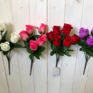 Mixed Color Artificial Rose Bud Flower Bush