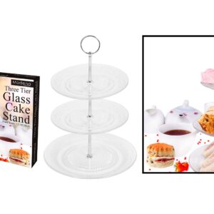 Modena Three-Level Glass Cake Stand - Dimensions: 15 x 18 x 20 cm