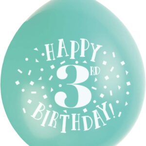 Multicolor 3rd Birthday Latex Balloons - Pack of 10 by Unique Party