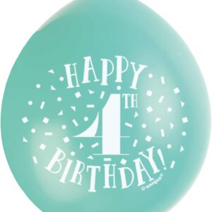 Multicolor Latex Balloons for a Happy 4th Birthday - Pack of 10