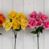 Multicolored Artificial/Faux Garden Rose Bush