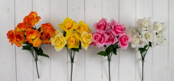 Multicolored Artificial/Faux Garden Rose Bush