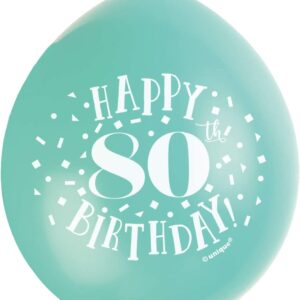 Multicolored Latex Balloons for 80th Birthday Celebration, Pack of 10