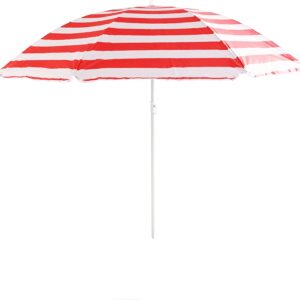 NALU GARDEN TILTING BEACH PARASOL 1.6M / 160CM UV40+ - RED / WHITE