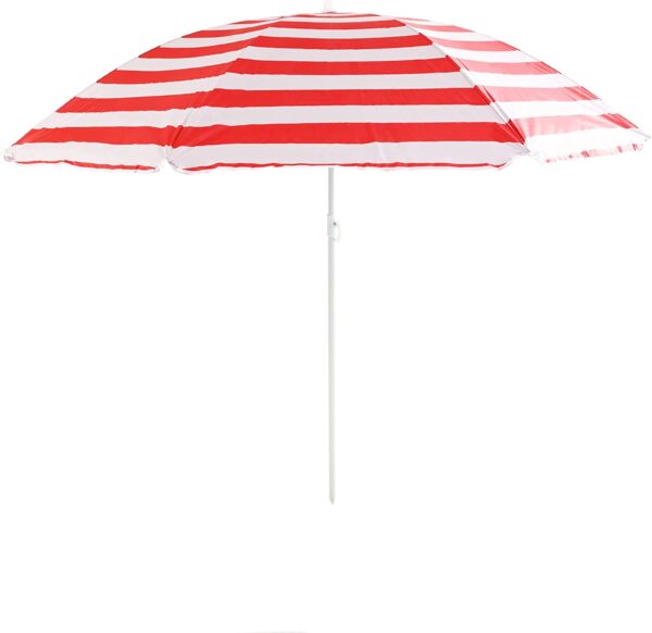 NALU GARDEN TILTING BEACH PARASOL 1.6M / 160CM UV40+ - RED / WHITE