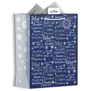 Navy Blue Christmas Text Medium Gift Bag