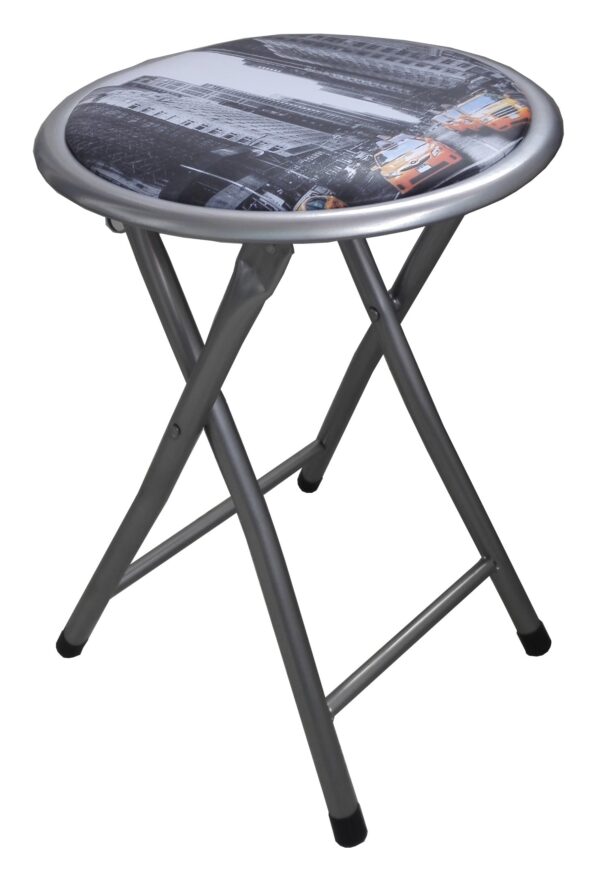 New York Design Folding Stool with PVC Padded Seat