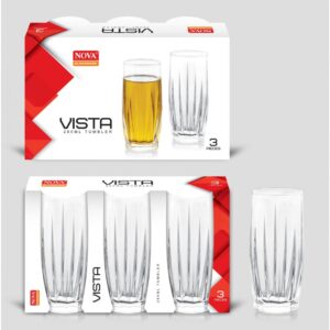 NOVA VISTA 280ML Glass Tumblers, Pack of 3