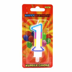 Number 1 Rainbow Border Birthday Party Candle by GSD