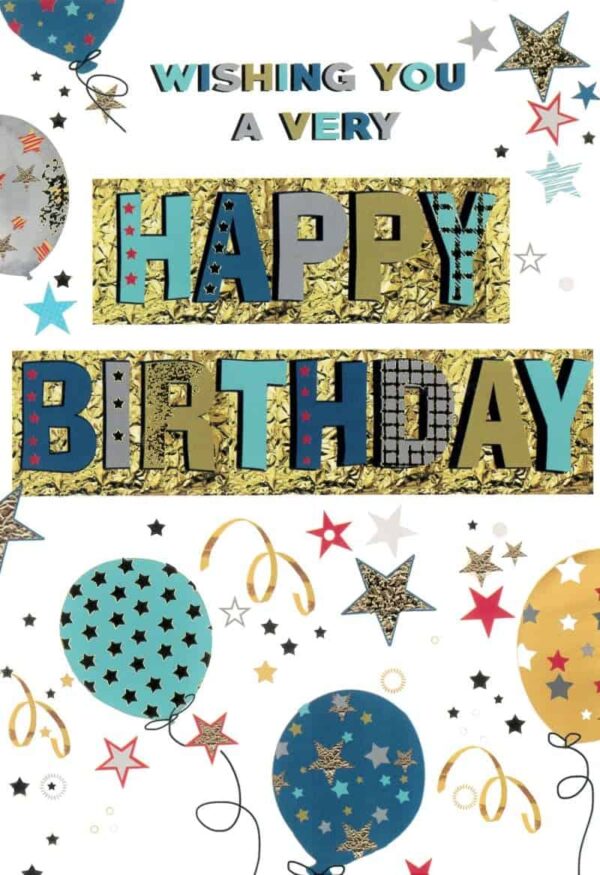 Open Birthday Card for Men - Balloon Design