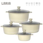 Overall, this cookware set would be suitable for anyone looking to enhance their kitchen with durable, easy-to-use pots in a stylish cream finish