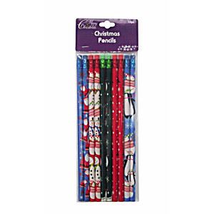 Pack of 10 Christmas-Themed LED Pencils for Stocking Stuffers