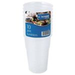 Pack of 10 Clear Plastic 1-Pint Tumblers