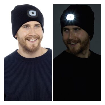 Pack of 12 Black LED Hats for Adults