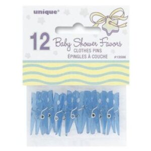 Pack of 12 Blue Baby Shower Themed Clothespins for Babies