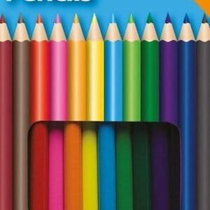 Pack of 12 Full Length Colored Pencils with Hanging Display