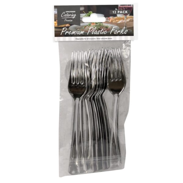 Pack of 12 High-Quality Silver-Colored Plastic Forks