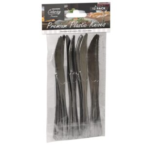 Pack of 12 Premium Silver-Colored Plastic Knives