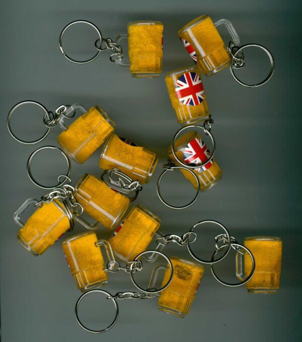 Pack of 12 Union Jack Beer Tankard Keyrings