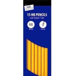 Pack of 15 HB Pencils with Eraser Tops