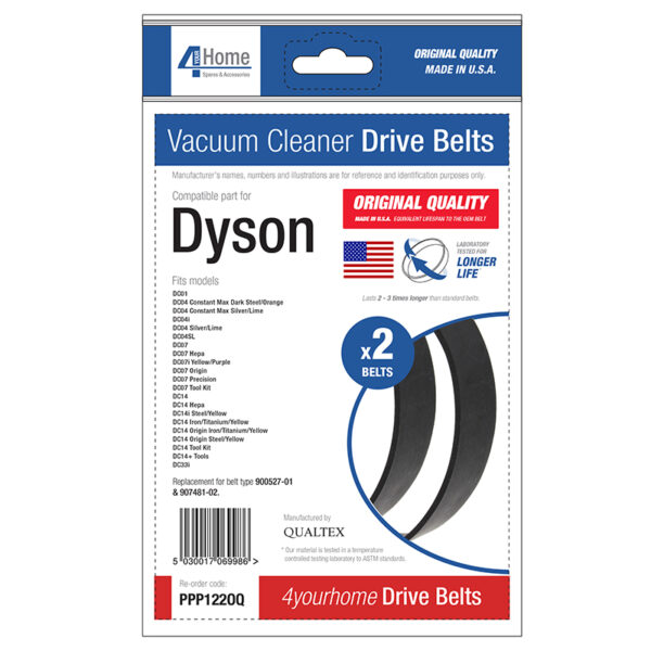 Pack of 2 Replacement Vacuum Cleaner Belts for Dyson Models DC01, DC04, DC07, DC14 by 4 Your Home