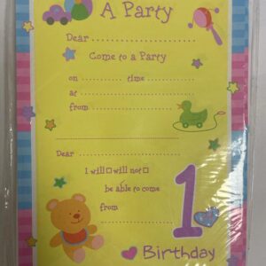 Pack of 20 First Birthday Party Invitation Cards