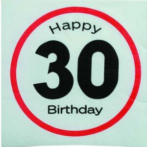 Pack of 20 Happy Birthday Paper Napkins, 30th Birthday Theme