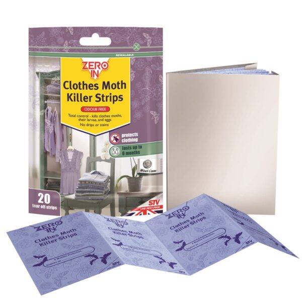 Pack of 20 Zero In Odor-Free Moth Killer Strips for Clothing