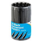 Pack of 24 Black Bullet Tip Permanent Markers, 2mm - TIGER