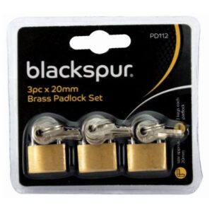 Pack of 3 Blackspur 20mm Brass Padlocks