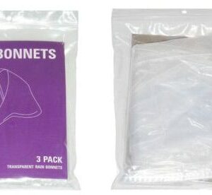 Pack of 3 Clear Rain Bonnets/Hats with Hoods