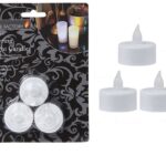 Pack of 3 White Battery-Powered Flickering Tea Light Candles