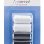 Pack of 4 Black & White Sewing Cotton Thread Spools