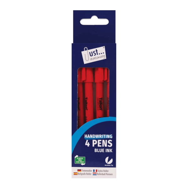 Pack of 4 Blue Handwriting Pens by Just Stationery