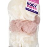 PACK OF 4 EXFOLIATING BODY PUFFS FOR REFRESHING