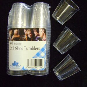 Pack of 40 Clear Disposable Plastic Shot Glasses, 2 CL