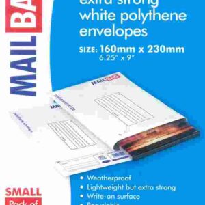 Pack of 5 County Small White Polythene Mail Bags, 160mm x 230mm