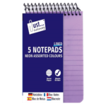 Pack of 5 Lined Notebooks with Neon Covers by Just Stationery