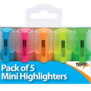 Pack of 5 Mini Highlighters - TIGER Brand