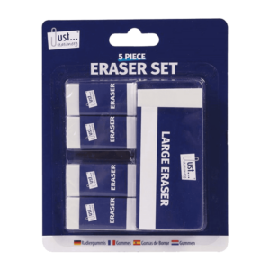 Pack of 5 White Erasers by Just Stationery