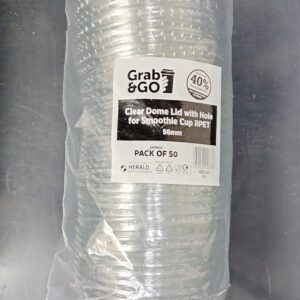 Pack of 50 Clear Smoothie Dome Lids, 98mm - Grab & Go