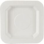 Pack of 50 Square White Sugar Cane Plates, 13cm x 13cm