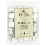 Pack of 50 White Tealight Candles, 4-Hour Burn Time