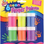 Pack of 6 ARTBOX Neon Finger Paint Pots, 20ml Each
