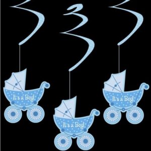 Pack of 6 'It's a Boy' Hanging Swirls