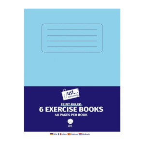 Pack of 6 Just Stationery Exercise Books, 48 Pages Each, Feint Ruled