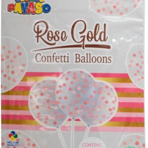 Pack of 6 Rose Gold Confetti 12" Balloons, Pre-Filled and Ready to Hang